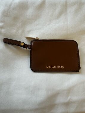 Michael Kors Jet Set Travel Small Brown Coin Pouch ID Card Holder